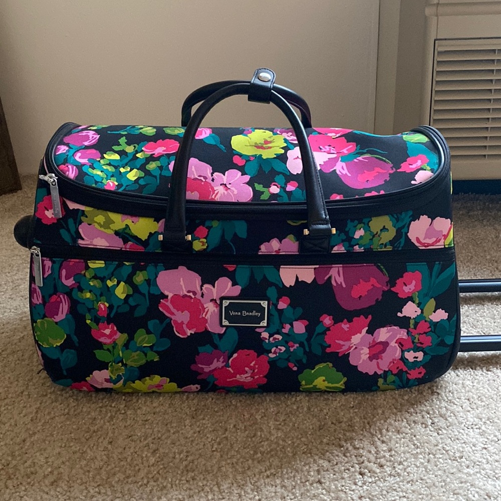 Floral Vera Bradley travel bag with wheels